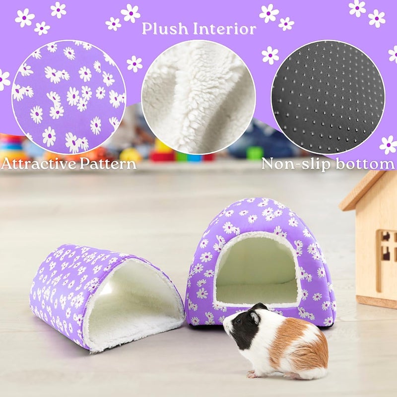 HeNdShe Guinea Pig House and Tunnel Set - 2 Pack Washable Guinea Pig Hideout Bed, Plush Small Animal Hide and Toy with Non-Slip Bottom for Ferret Dwarf Bunny - Image 2